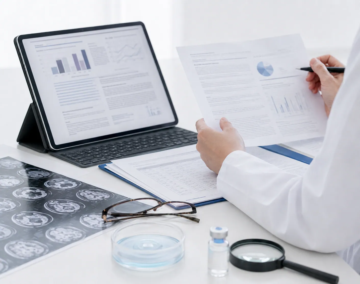 Evidence review using regulatory reports and published clinical data