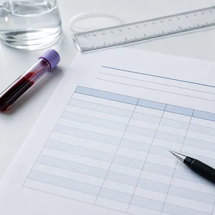 Complete laboratory report with test tube, units and reference ranges