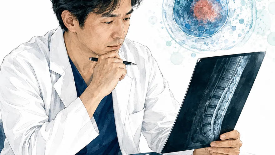Japanese physician reviewing a patient's medical records
