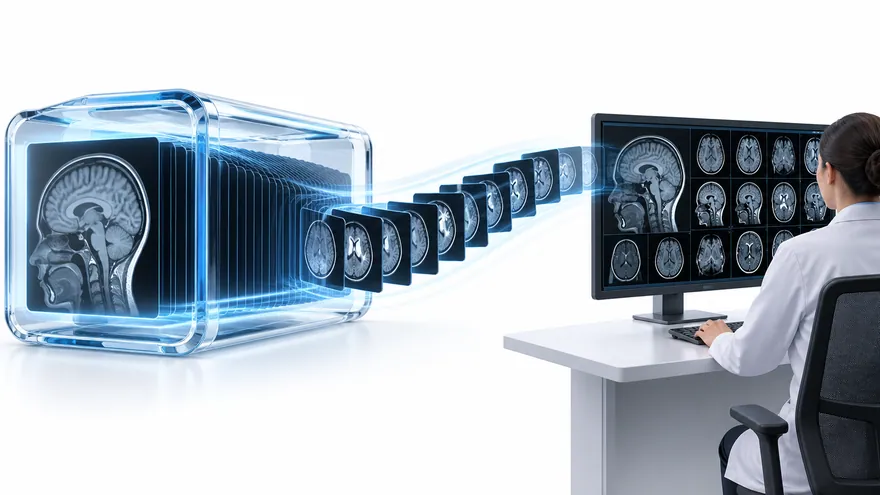Complete DICOM MRI study sent for professional review