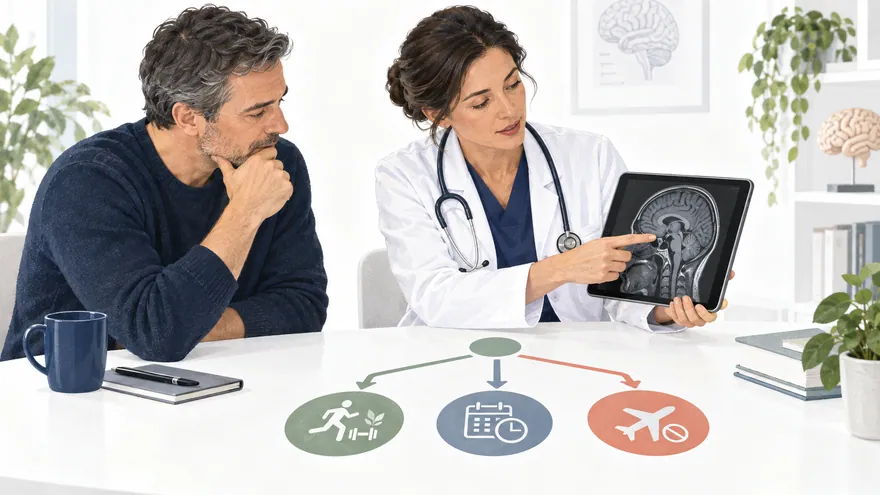 Physician and patient discussing MRI findings and treatment options