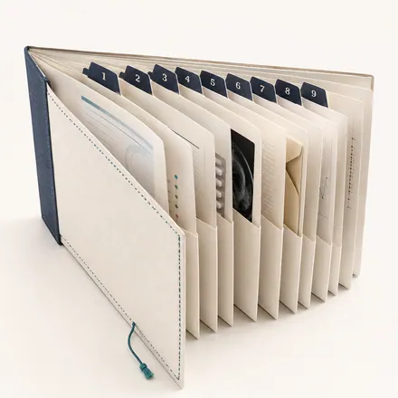 Medical consultation file organized into nine record sections